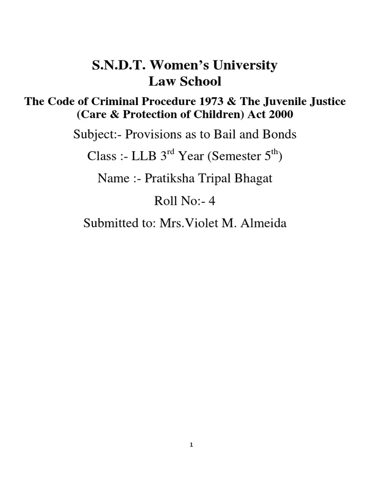 Provisions of Bail and Bonds in CRPC | PDF | Bail | Arrest