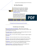 In-Class Exercises: Psychotherapy & Counseling Self Insight Abnormality & Health Group Dynamics General Techniques