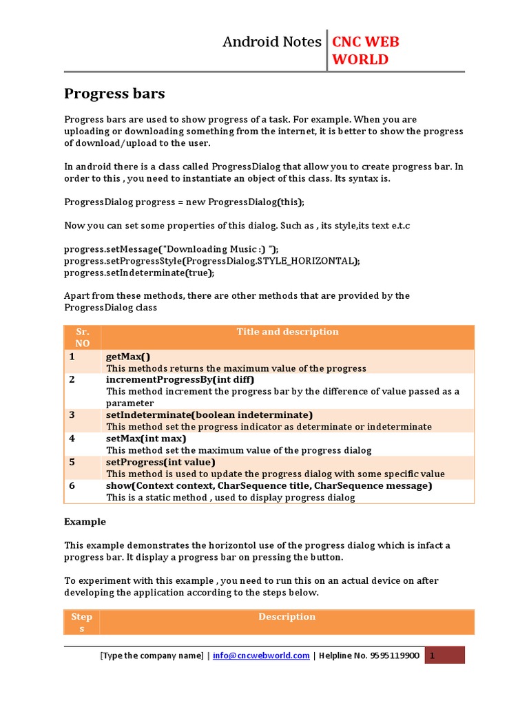 Progress Bars: Android Notes | PDF | Android (Operating System ...