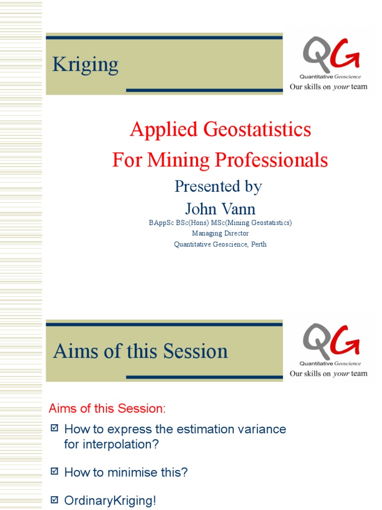 Kriging applied geostatistics for mining professionals pdf