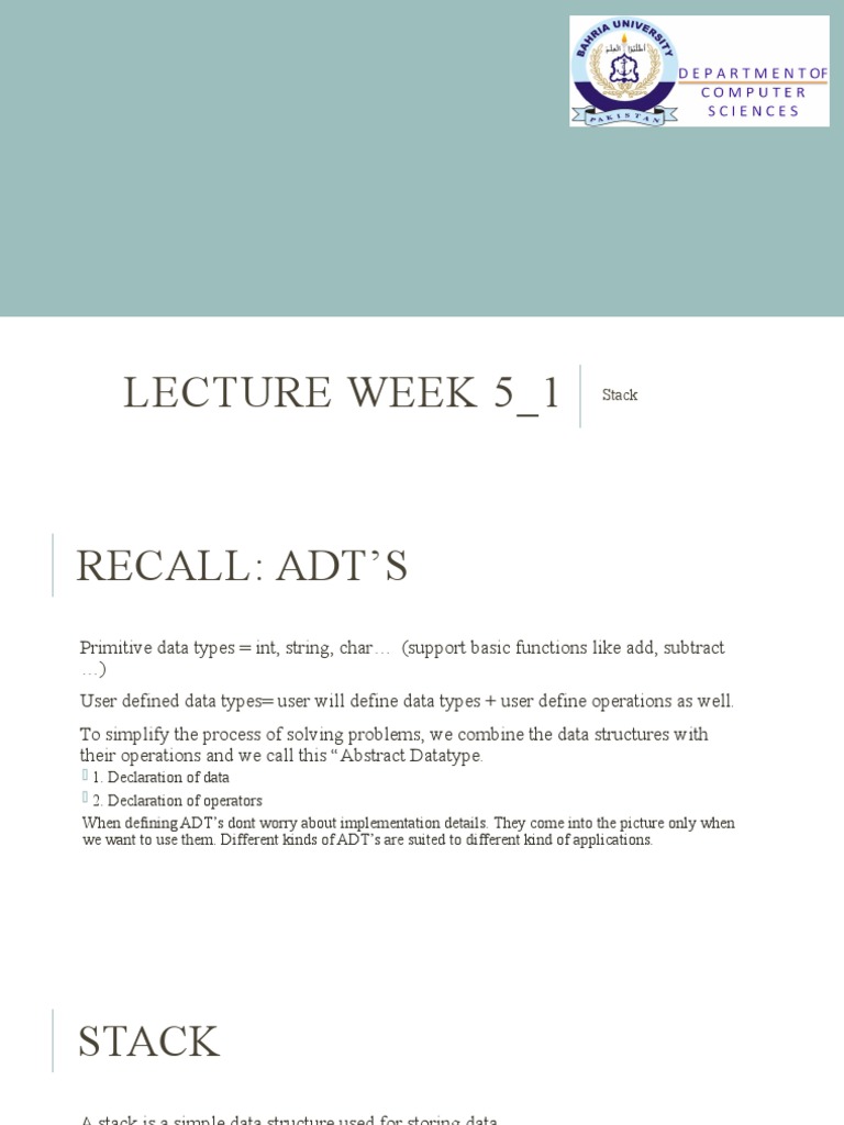 Understanding Stacks and ADTs in Programming | PDF | Computing | Notation
