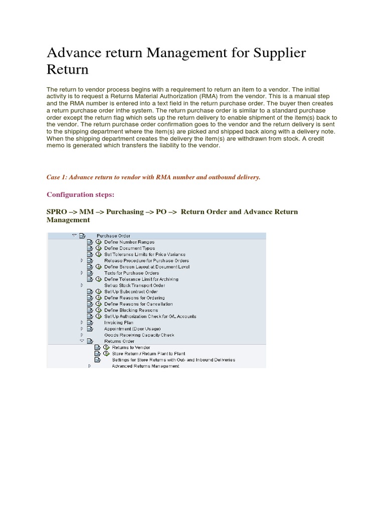 Advance Return Management Process | PDF | Invoice | Service Industries