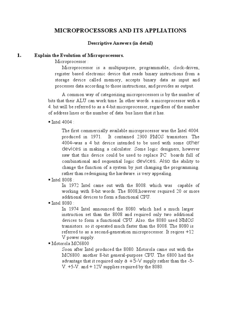 Microprocessors and Its Applications Essay | PDF | Central Processing ...