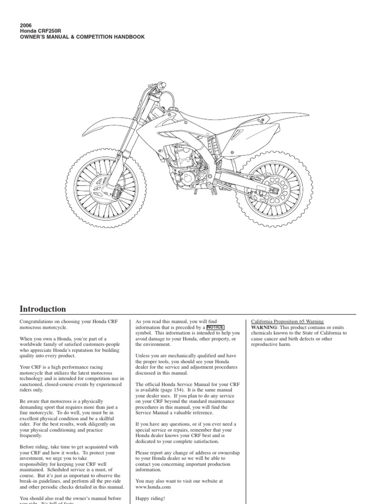 2006 HONDA CRF250R SERVICE MANUAL PDF visual data 2