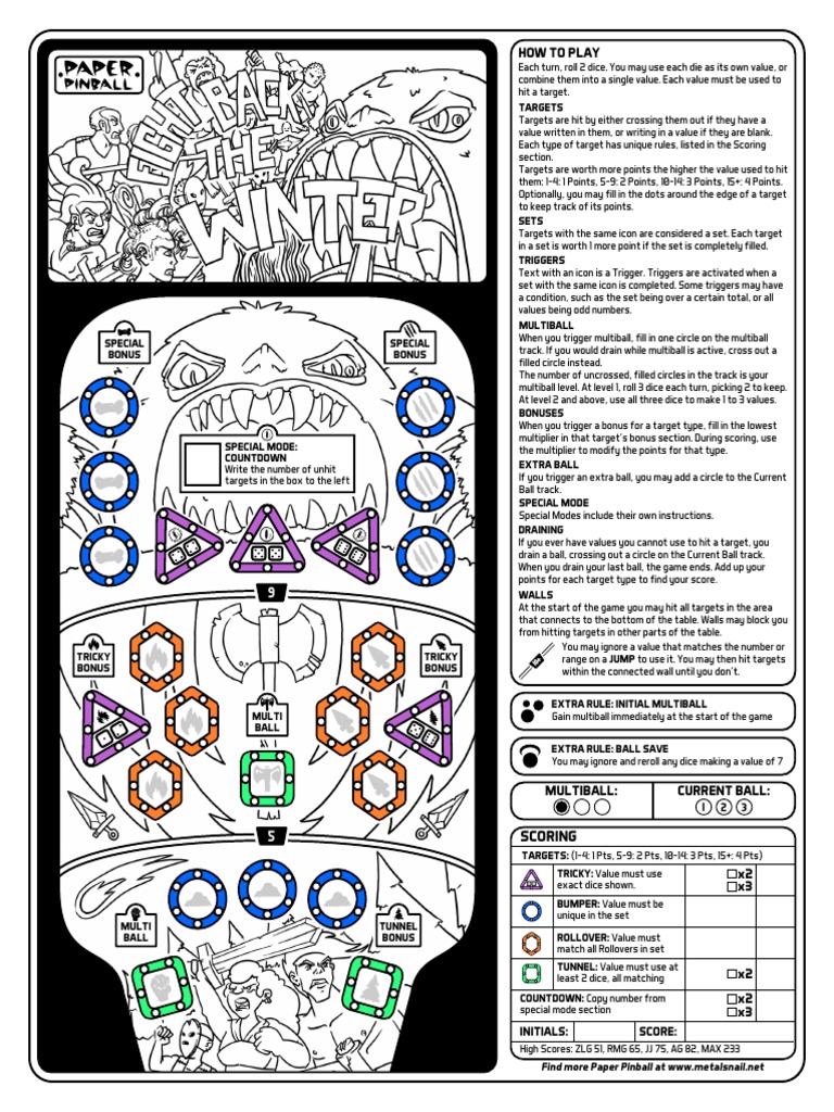 Pinball Dice Game Guide | PDF | Gaming