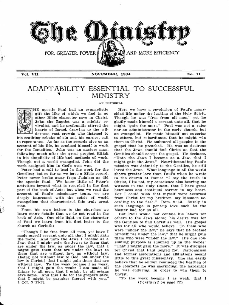 Adaptability Essential To Successful Ministry: An Editorial | PDF ...