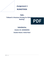 Assignment 1 BUMGT5926: Topic: "Citibank's E-Business Strategy For Global Corporate Banking"