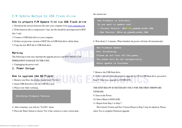 USB Firmware Update Guide for Devices | PDF | Usb Flash Drive | Blu Ray