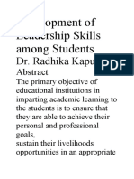 Development of Leadership Skills Among Students: Dr. Radhika Kapur