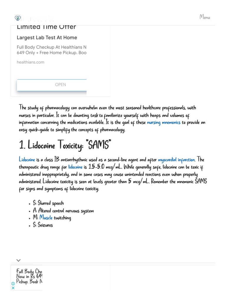 Pharmacology Nursing Mnemonics &amp; Tips - Nurseslabs | PDF | Heart ...