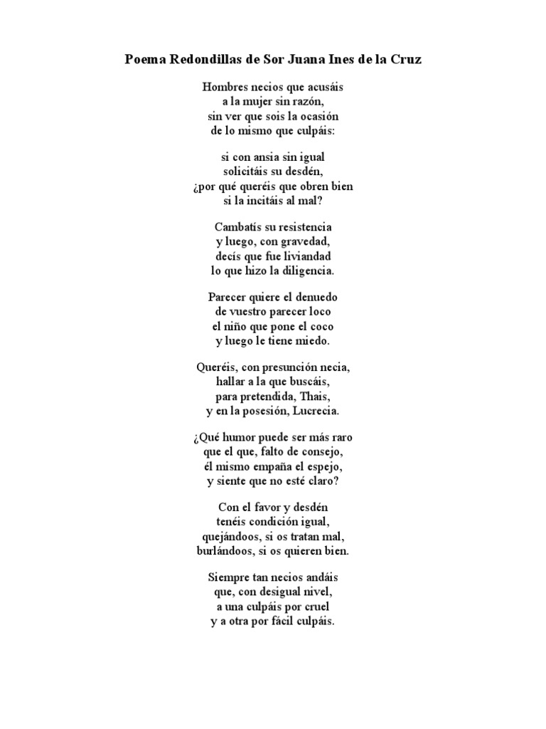 rojo papelería Plata Poema As de Sor Juana Ines de La Cruz | PDF
