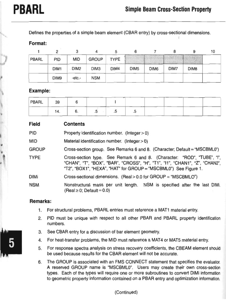 NASTRANBar Elements | PDF