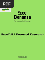 Reserved Keywords in Excel VBA