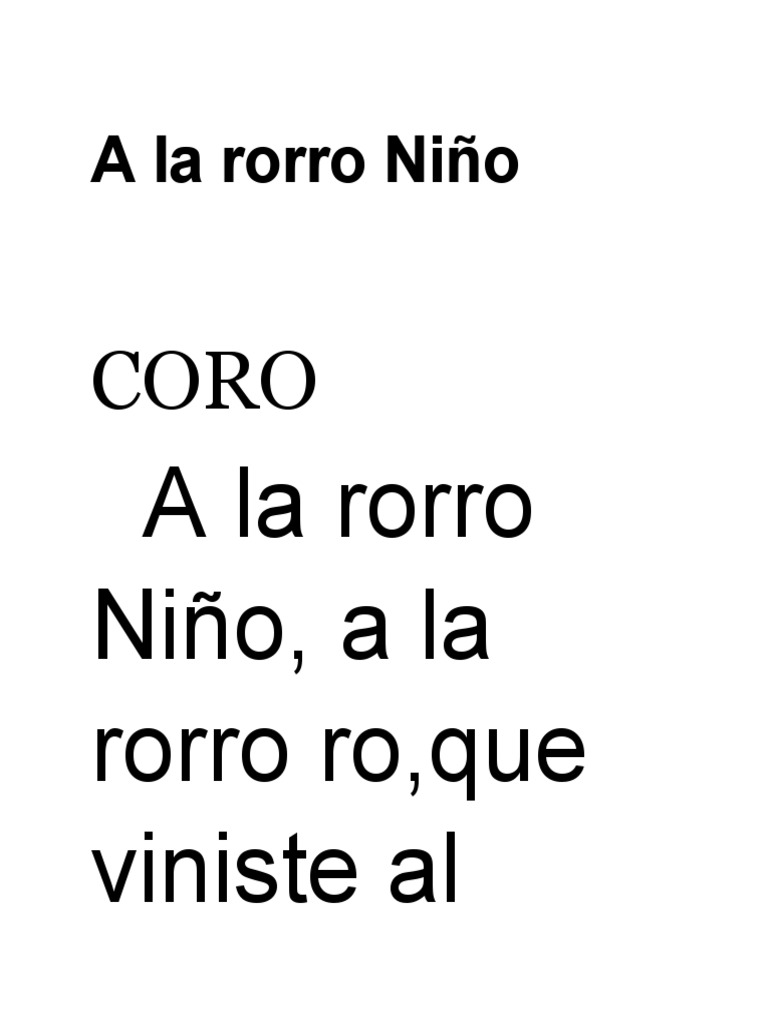 A La Rorro Niño, A La Rorro Ro, Que Viniste Al | PDF