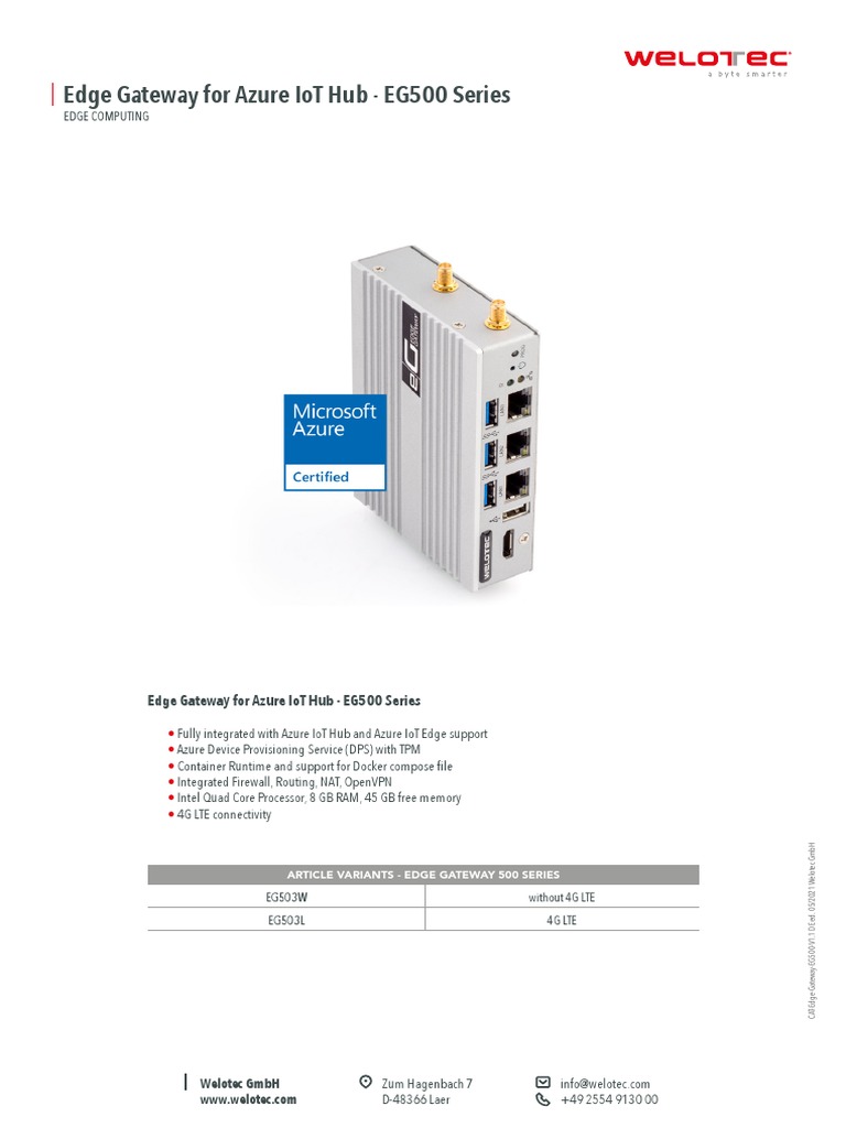 Edge Gateway For Azure Iot Hub - Eg500 Series | PDF | Internet Of ...