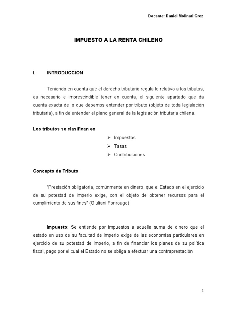 Impuesto a la Renta en Chile: Guía Completa | PDF | Impuestos ...