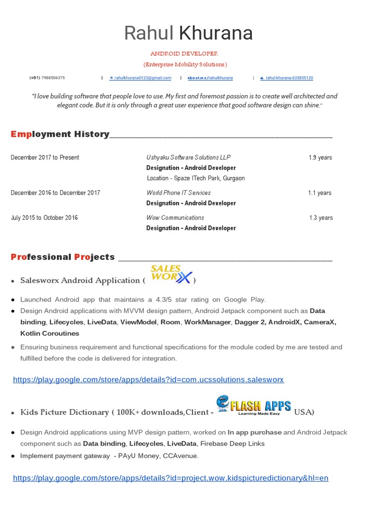 android-cv-rahul-khurana-pdf-android-operating-system-mobile-app