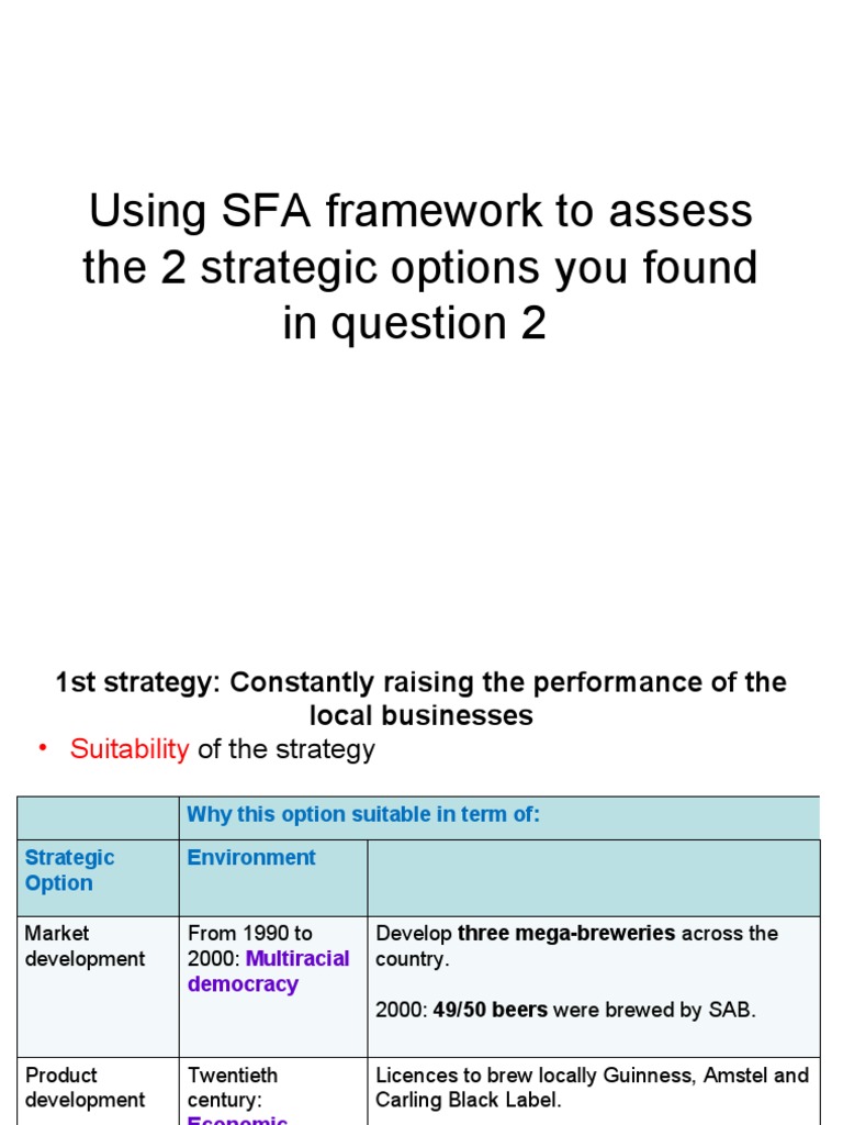 Q3Using SFA Framework To Assess The 2 Strategic | PDF | Brewing | Economies