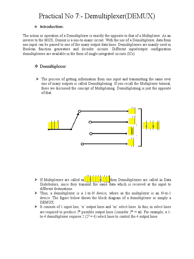Practical No 7:-Demultiplexer (DEMUX) | PDF | Digital Technology ...