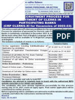Common Recruitment Process For Recruitment of Clerks in Participating Banks (CRP CLERKS-XI For Vacancies of 2022-23)