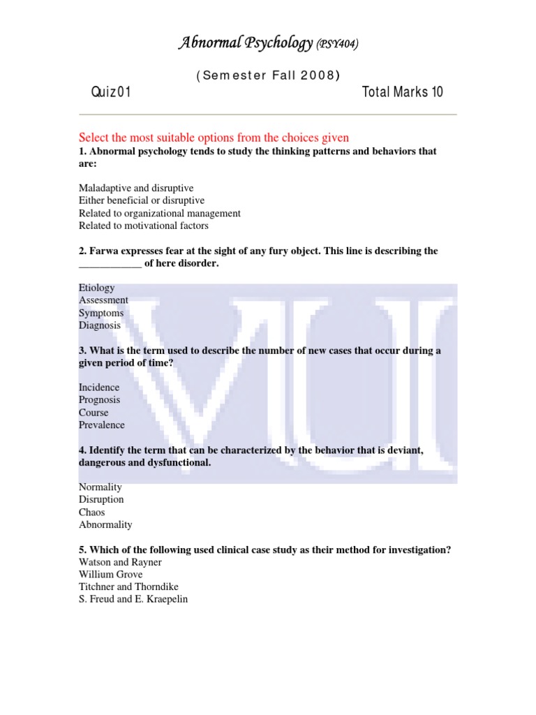 Fall 2008 Psy404 2 | PDF