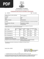 Possession and Non-Attachment Certificate: Government of Kerala