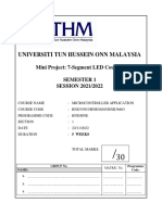 Universiti Tun Hussein Onn Malaysia: Mini Project: 7-Segment LED Counter Semester 1 SESSION 2021/2022