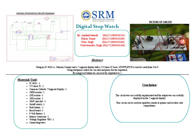Digital Stopwatch Circuit Diagram PDF
