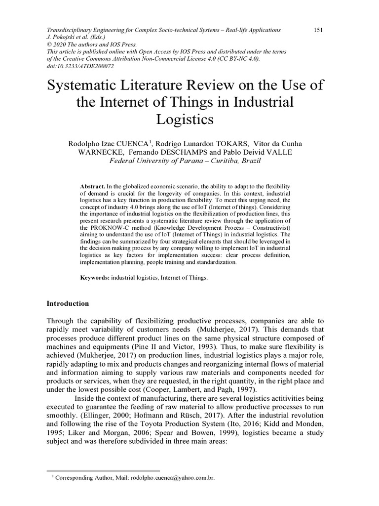 Systematic Literature Review On The Use of The Internet of Things in ...
