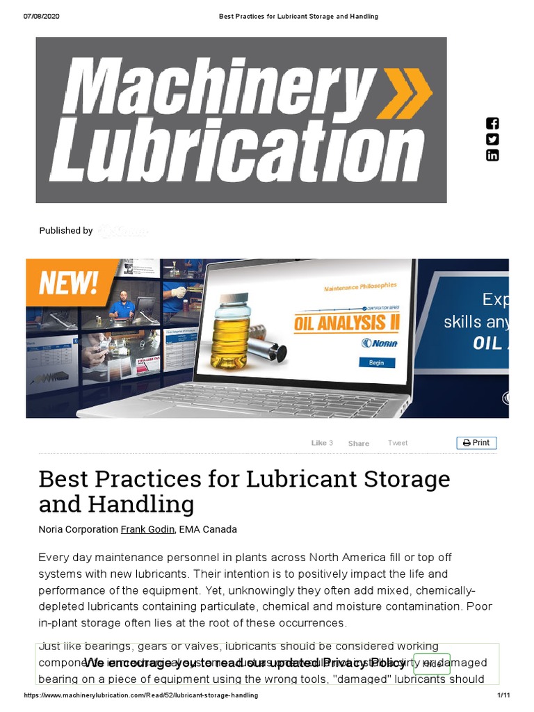 Best Practices For Lubricant Storage and Handling PDF Lubricant Shelf Life