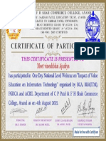 Certificate For Meet Vineshbhai Ajudiya For - Feedback Form Impact of VE ...