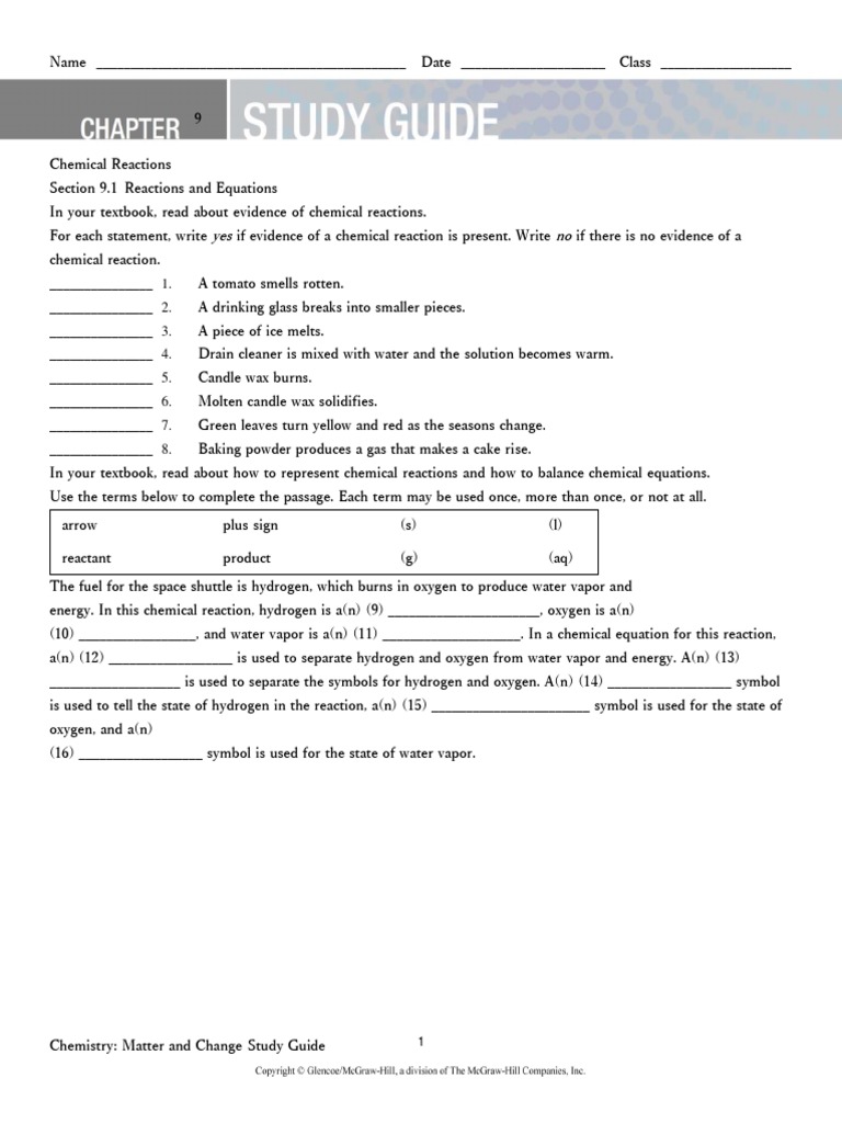 Chemical Reactions Study Guide | PDF | Chemical Reactions | Oxide