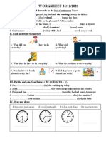 WORKSHEET 31/12/2021: I. Give The Correct Form of The Verbs in The Past Continuous Tense