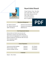 Resume for Sayed Abdul Hamid Political Science Graduate