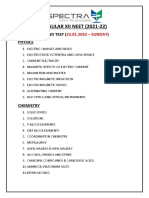 REGULAR XII NEET (2021-22) : Grand Test Physics