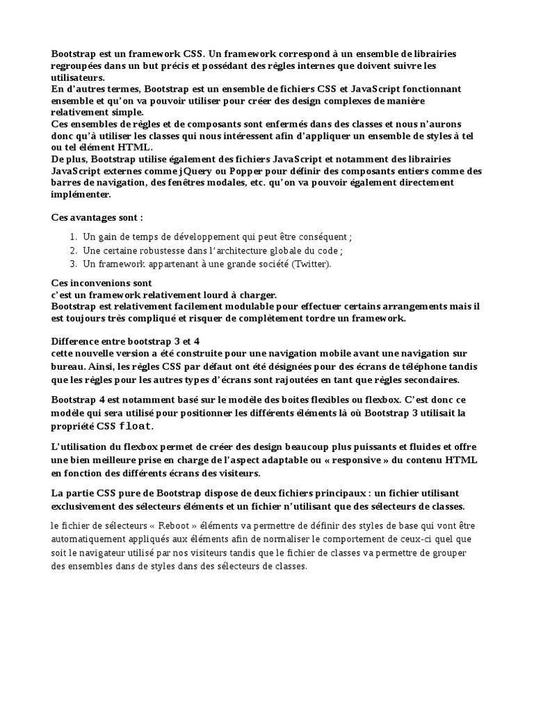 Presentation pdf bootstrap front end framework programmation web