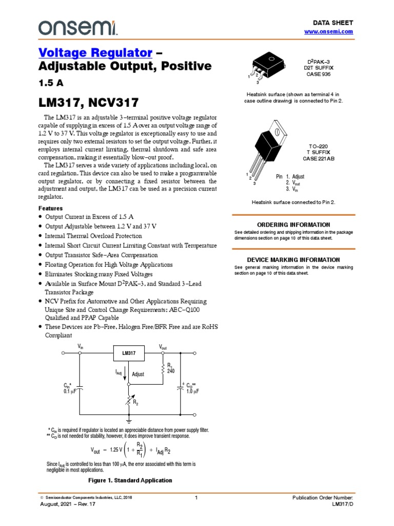 Voltage Regulator: - Adjustable Output, Positive | PDF | Capacitor ...