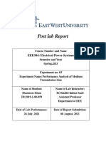 Post Lab Report: EEE304: Electrical Power Systems