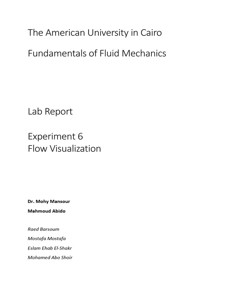 Flow Visualization Lab Report: Fluid Mechanics | PDF | Fluid Dynamics ...