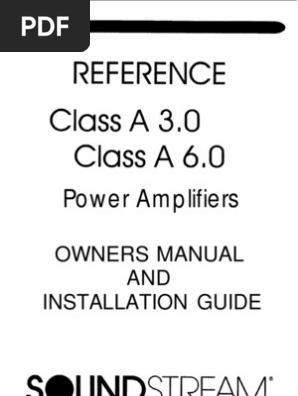 Soundstream Reference Amp Manual | PDF | Amplifier | Power Supply