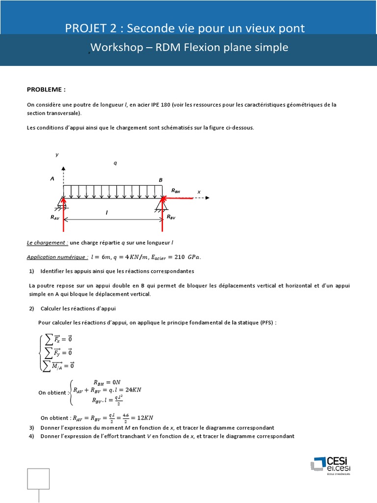 Exercices corrigés RDM flexion simple | PDF | Flexion (matériau ...