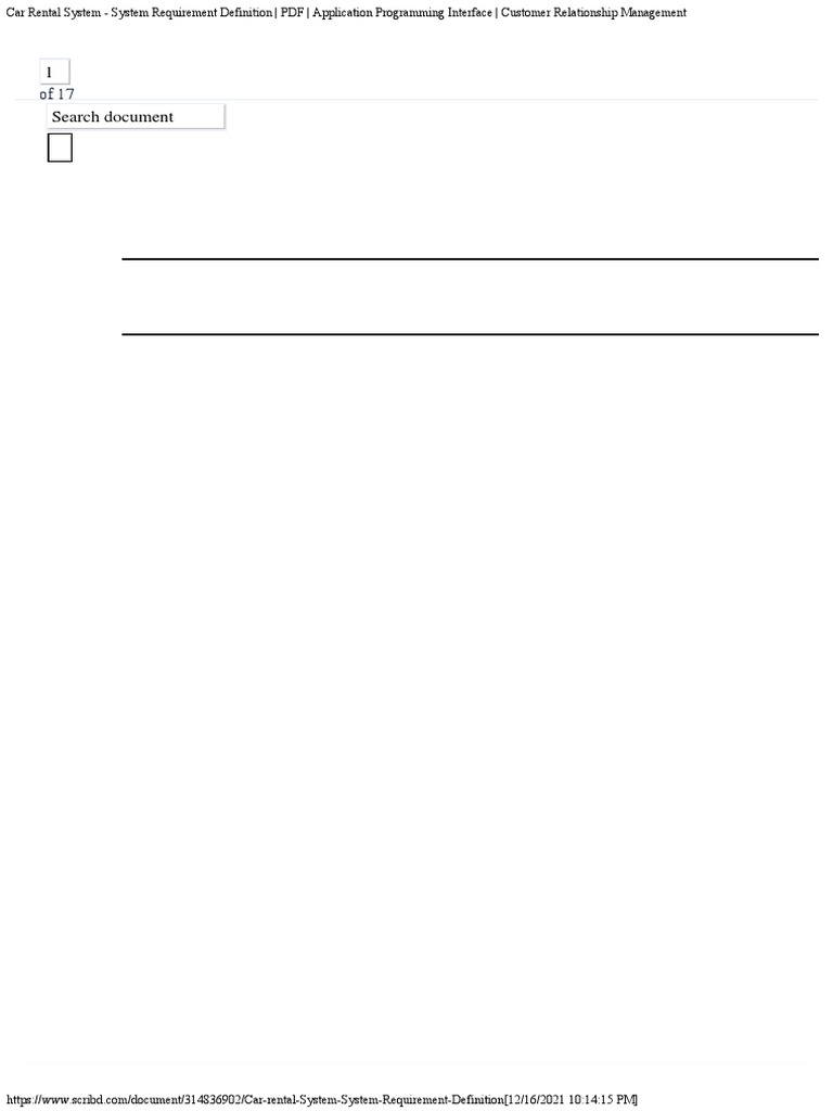 Car Rental System System Requirement Definition PDF Application