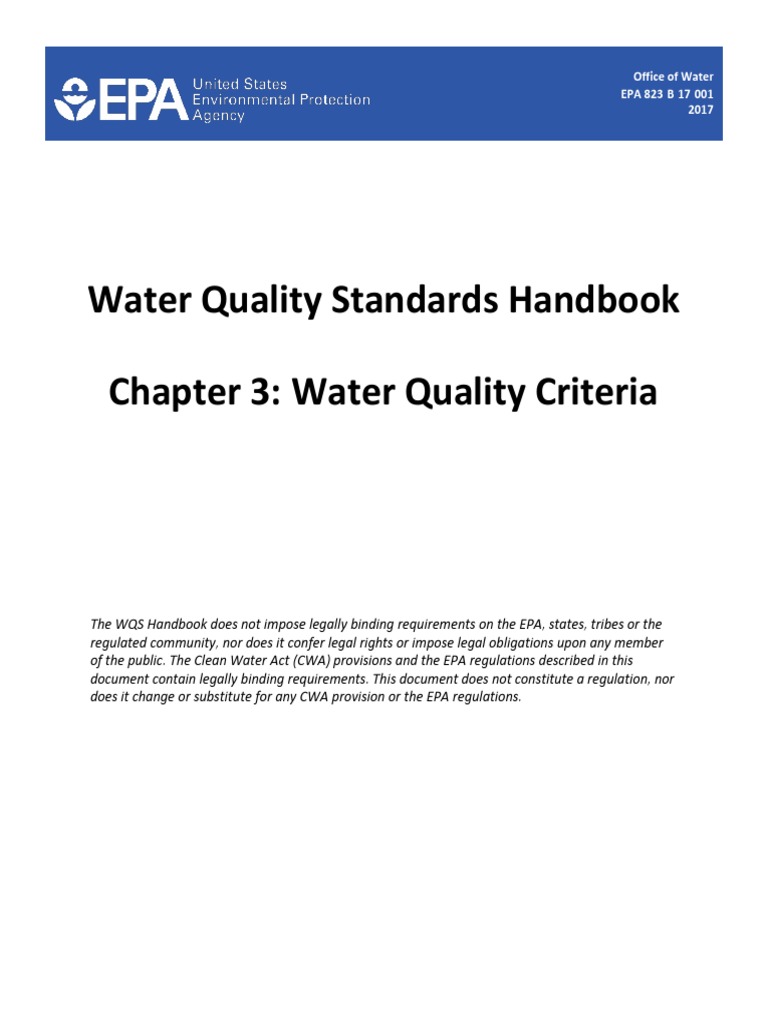 Water Quality Standards Handbook Chapter 3 Water Quality Criteria PDF Clean Water Act