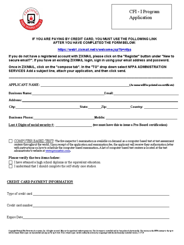 CFI I Program Application Business Name Email Address City State