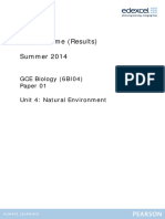 Mark Scheme (Results) Summer 2014: GCE Biology (6BI04) Paper 01 Unit 4: Natural Environment