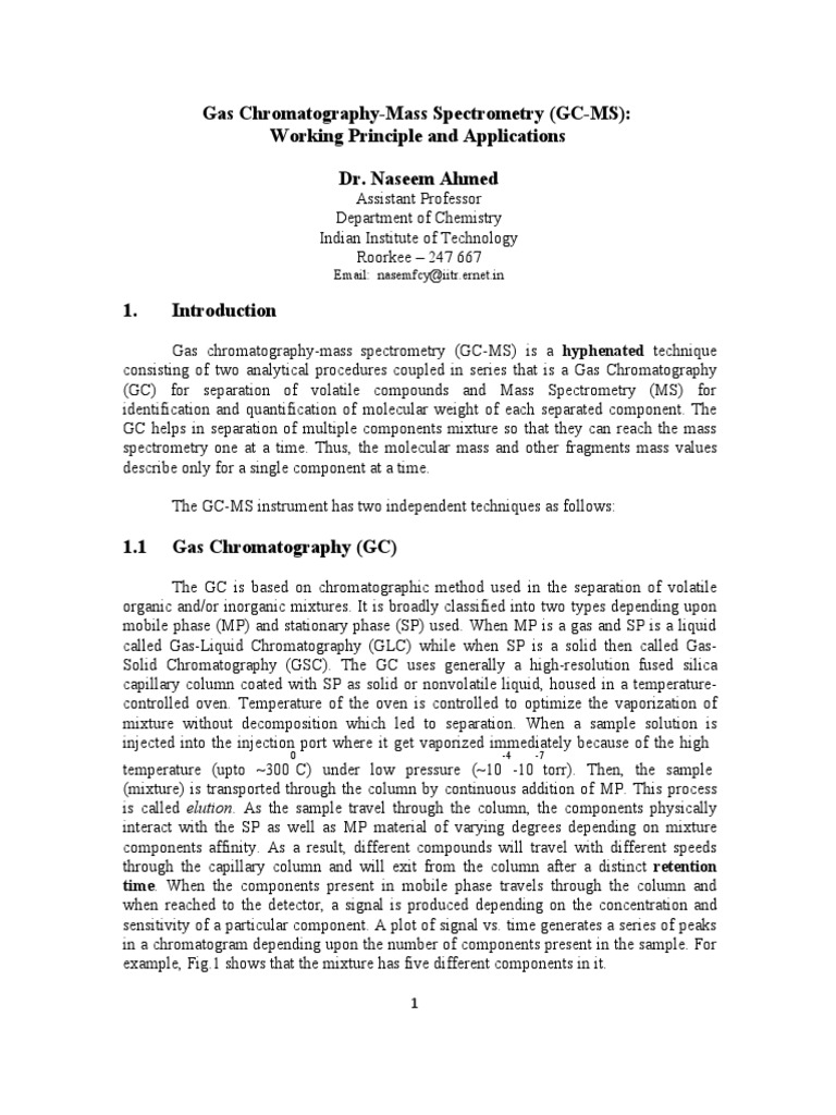 6Gas ChromatographyMass Spectrometry (GCMS) Working Principle and Applications. PDF