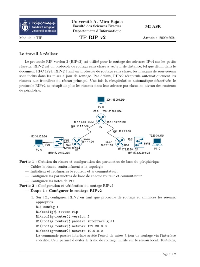 TP Routage rpv2 2021 | PDF | Adresse IP | Routage