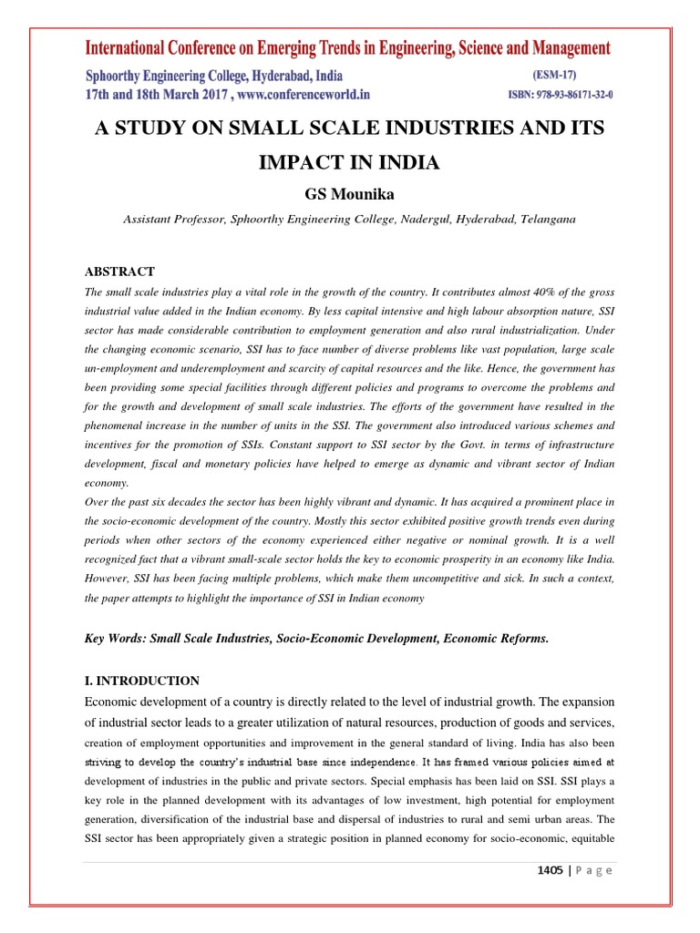 Impact of Small Scale Industries in India | PDF | Entrepreneurship ...