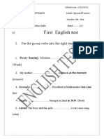 First English Test: I. The Given Verbs Into The Right Tense: (6 PTS.)