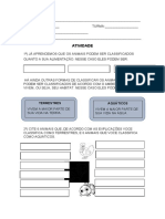 ATIVIDADE SOBRE CLASSIFICAÇÃO E HABITAT